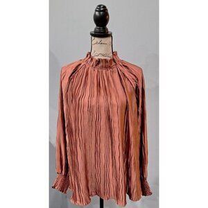 EUC Glam Apparel Mauve Long-sleeve Light & Flowy Crepe Blouse/Sz. L